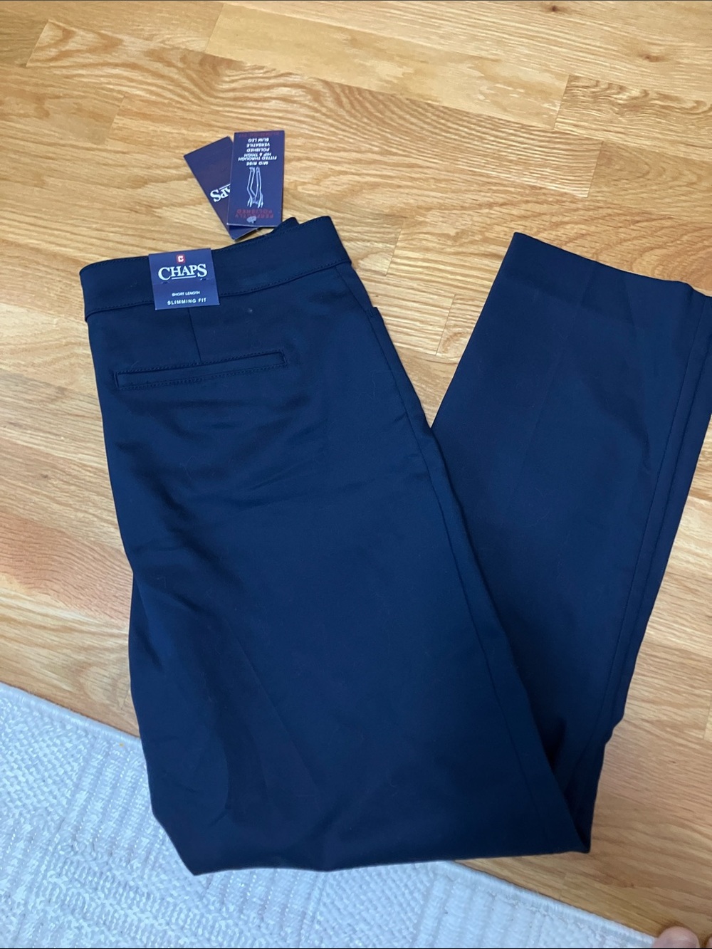 Chaps Navy Dress Pants - Slim Fitting and Short Length